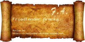 Friedlender Aranka névjegykártya